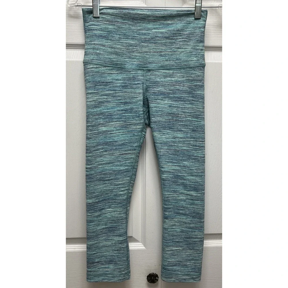 Lululemon Wunder Under Crop HR Space Dye Camo Alberta Lake Fresh Teal Sz:6